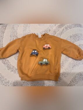 H&M Orange Kids Sweatshirt with Pink, Blue & Green Car Patches